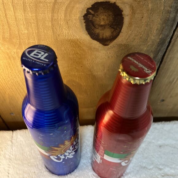 Lot of 2 Cinco de Mayo Aluminum Bottles Bud Light Blue Budweiser Red - Picture 5 of 10